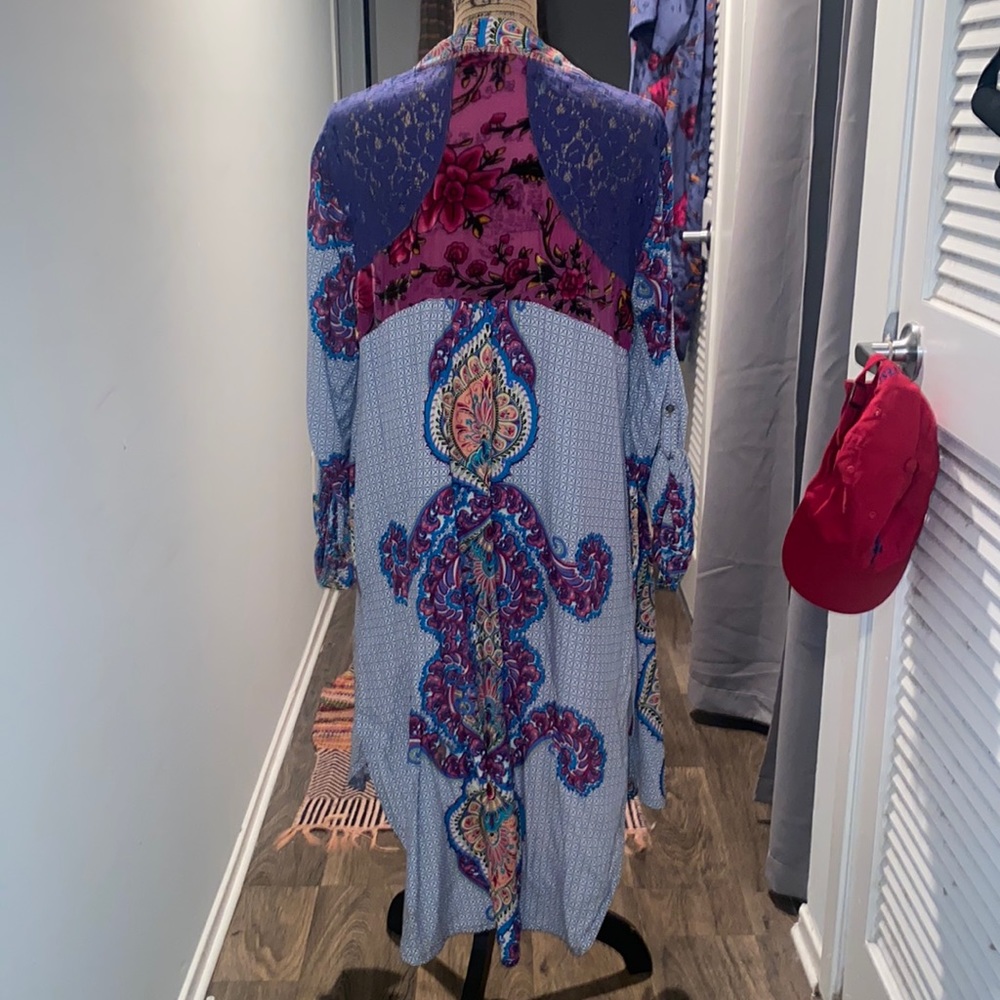 Multicolored boho collared duster